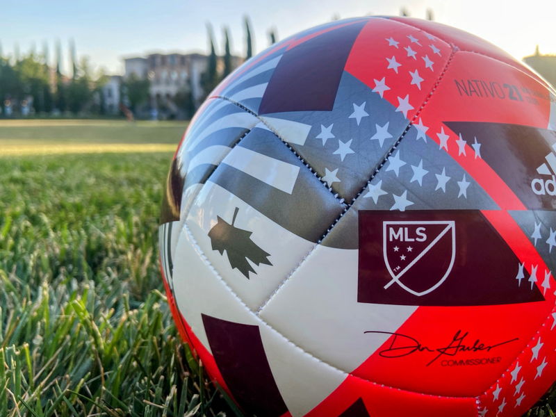 mls branded football close up